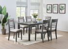 Antique Grey Finish Dinette 7pc Set Kitchen Breakfast Dining Table w wooden Top Cushion Seats 6x Chairs Dining room Furniture