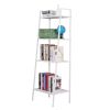 Metal 4 Shelf Bookcase, Multifunctional Ladder-Shaped Plant Flower Stand Rack Bookrack Storage Shelves, Ivory RT