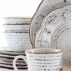 16pc Stoneware Birch Forest Scalloped Dinnerware Set White