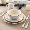 16pc Stoneware Birch Forest Scalloped Dinnerware Set White