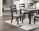 Natural Simple Wooden Table Top 7pc Dining Set Dining Room Furniture Ladder back Side Chairs Cushion Seat light 2-Tone Sand Fabric.