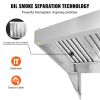 VEVOR Commercial Exhaust Hood, 4FT Food Truck Hood Exhaust, 201 Stainless Steel Concession Trailer Hood with 2 Detachable U-shaped Grid Oil Filter Mes