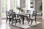 Natural Simple Wooden Table Top 7pc Dining Set Dining Room Furniture Ladder back Side Chairs Cushion Seat light 2-Tone Sand Fabric.