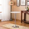 Baxton White Adjustable Height Wood and Chrome Metal Bar Table and 2 Chrome Air Lift Adjustable Swivel Stools Set