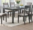 Antique Grey Finish Dinette 7pc Set Kitchen Breakfast Dining Table w wooden Top Cushion Seats 6x Chairs Dining room Furniture