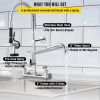 VEVOR Commercial Faucet with Pre-Rinse Sprayer, 8" Adjustable Center Wall Mount Kitchen Faucet with 12" Swivel Spout, 25" Height Compartment Sink Fauc