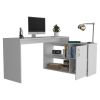 Axis Modern L-Shaped Computer Desk with Open & Closed Storage -White