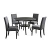 Biony Espresso Wood Dining Set with Gray Fabric Nailhead Chairs