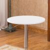 Baxton White Adjustable Height Wood and Chrome Metal Bar Table and 2 Chrome Air Lift Adjustable Swivel Stools Set