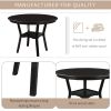 TREXM 5-Piece Kitchen Dining Table Set Round Table with Bottom Shelf, 4 Upholstered Chairs for Dining Room(Espresso)