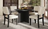 TOPMAX Modern 5-Piece Round Dining Table Set Pedestal Kitchen Table Set with 4 Upholstered Dining Chairs for Studio, Apartment, Small Places, Black