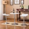 Baxton White Adjustable Height Wood and Chrome Metal Bar Table and 2 Chrome Air Lift Adjustable Swivel Stools Set