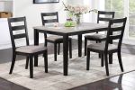 Classic Stylish Black Finish 5pc Dining Set Kitchen Dinette Wooden Top Table and Chairs Upholstered Cushions Seats Ladder Back Chair Dining Room