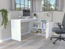 Axis Modern L-Shaped Computer Desk with Open & Closed Storage -White