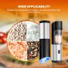 Gravity Electric Salt and Pepper Grinder Set, Adjustable Coarseness, Battery Powered with LED Light, One Hand Automatic Operation, Stainless Steel, Bl