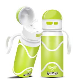 Tennis Pattern Straw Lid Water Bottle; Flip & Sip Double Stainless Steel Thermal Insulation; Sports Bottle; Outdoor Mug (capacity: 25oz)