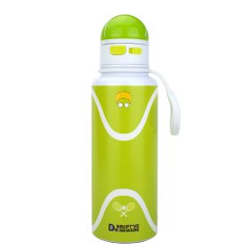 Tennis Pattern Straw Lid Water Bottle; Flip & Sip Double Stainless Steel Thermal Insulation; Sports Bottle; Outdoor Mug (capacity: 34 OZ)