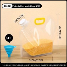 5pcs Food Storage Bags; Portable Folding Sealed Food Storage Containers With Lids; Clear Reusable Large Capacity Storage Bags; Moisture-proof Sealed B (capacity: 2.5 Liters (5 Packs))