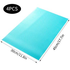 4 /8/12Pcs Refrigerator Liners; Washable Mats Covers Pads; Home Kitchen Gadgets Accessories Organization For Top Freezer Glass Shelf Wire Shelving Cup (Color: Blue)